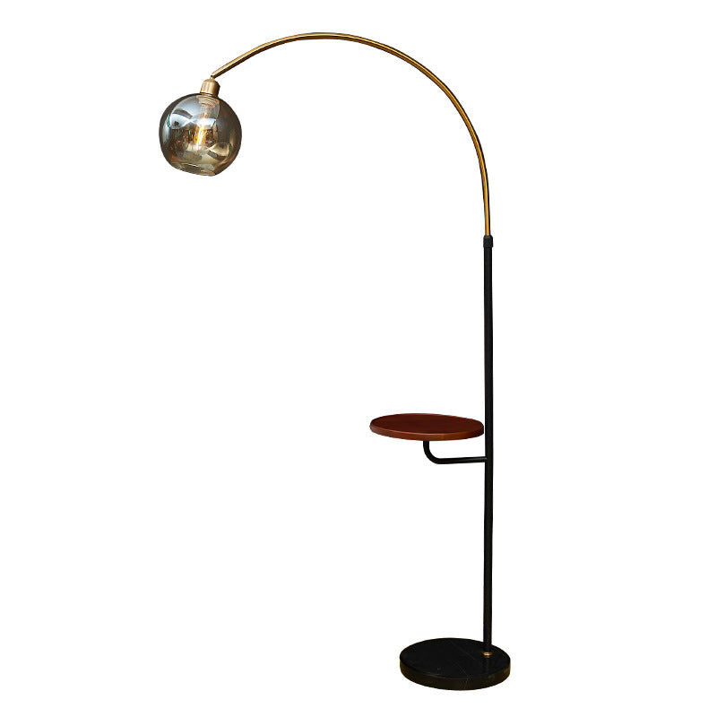 Hdc Postmodern living room bedroom bedside sofa corner black gold smoley glass fishing floor lamp with side coffee table
