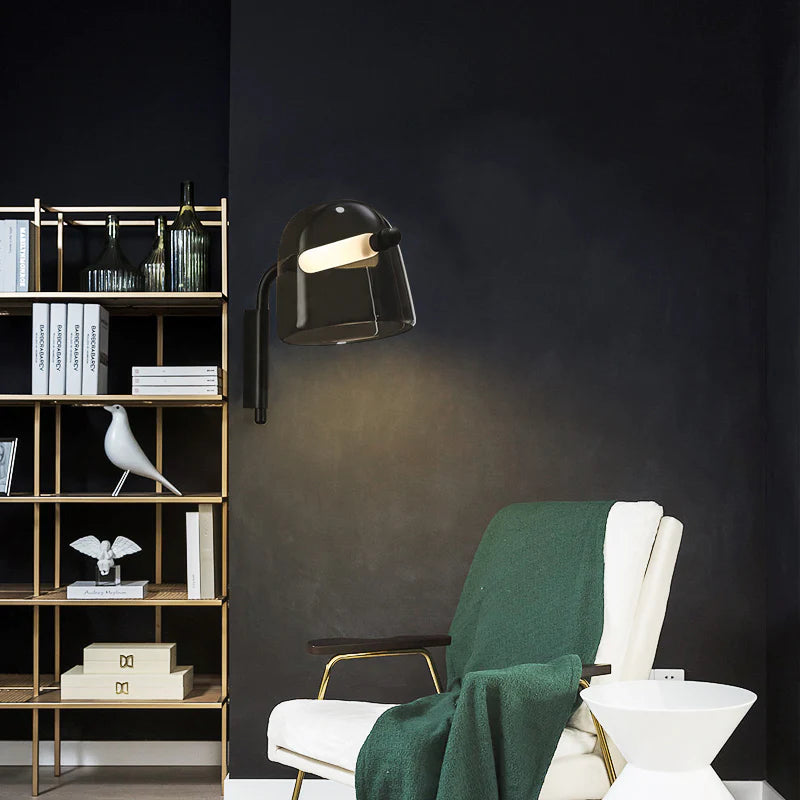 Hdc Led Black Smokey Glass Wall Light Metal - Gold Warm White