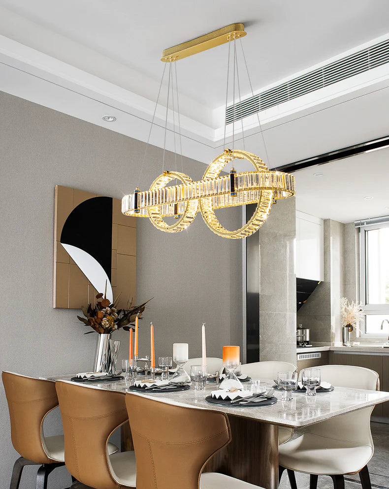 Hdc 900x350 Mm Gold K9 Crystal Chandelier Ceiling Lights Hanging - Warm White