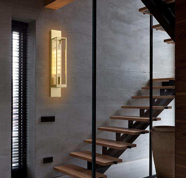 Hdc Led 600mm Transparent Long Glass Wall Light Modern Copper Metal Bedroom Living Room Wall Light