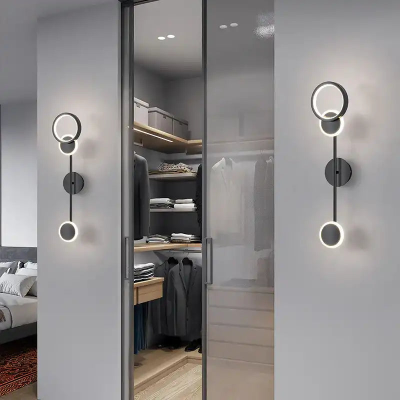 Hdc Pendulum Black Ring LED Long Tube Wall Light - Tricolor