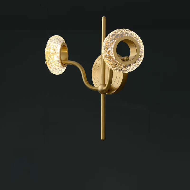 Hdc Modern Light Luxury Brass Glass Circle 2 Light Wall Sconce Lamp