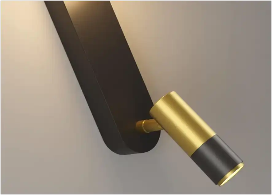 Hdc Led Wall Lamp With Spotlight 3 Colors Changeable Adjustable Angle - Black Bedside Lamp Study Room Bedroom, Chandeliers For Kitchen