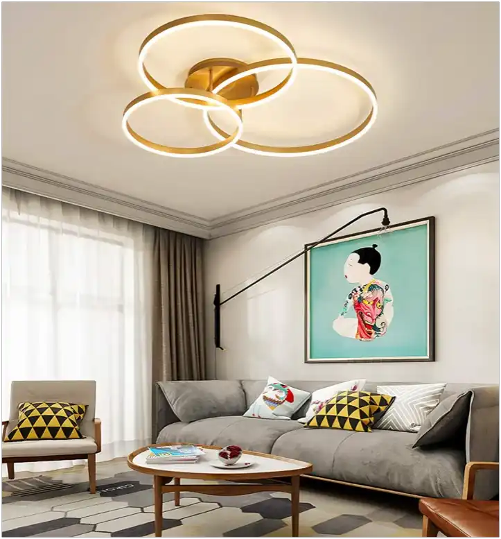 Hdc Modern 3 Ring Gold Flush Mount Ceiling Lighting Chandelier