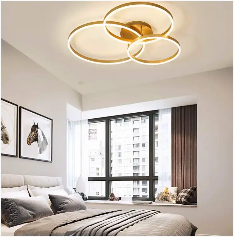 Hdc Modern 3 Ring Gold Flush Mount Ceiling Lighting Chandelier