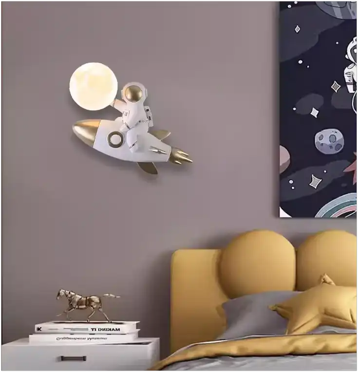 Hdc Kids Cartoon Rocket Astronaut Children's Room Bedside Indoor Wall Light