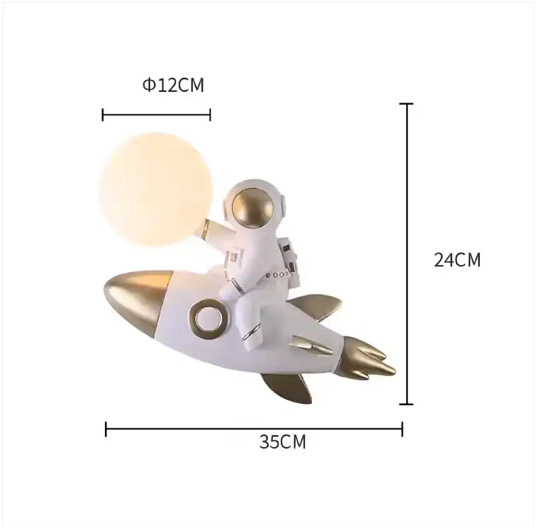 Hdc Kids Cartoon Rocket Astronaut Children's Room Bedside Indoor Wall Light