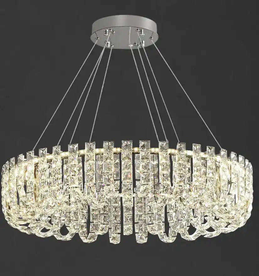 Hdc 600mm Crystal Chrome Led Chandelier For Living Dining Room Light