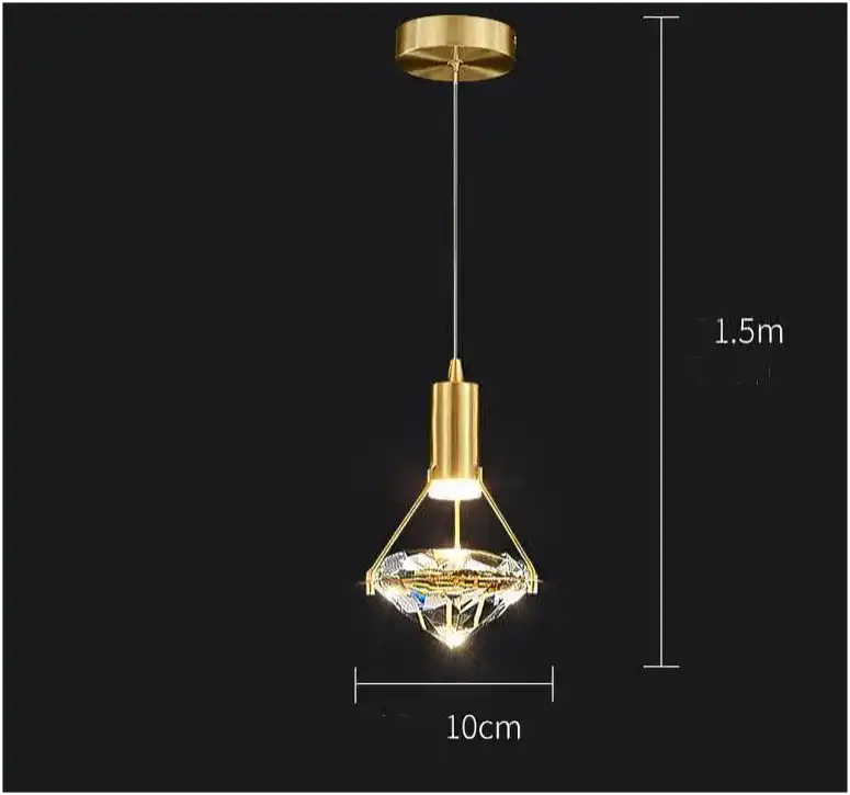HDC Led 1-Light Gold Diamond Shape Hanging Pendant Ceiling Lamp Light