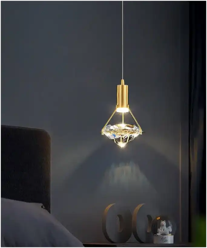 HDC Led 1-Light Gold Diamond Shape Hanging Pendant Ceiling Lamp Light