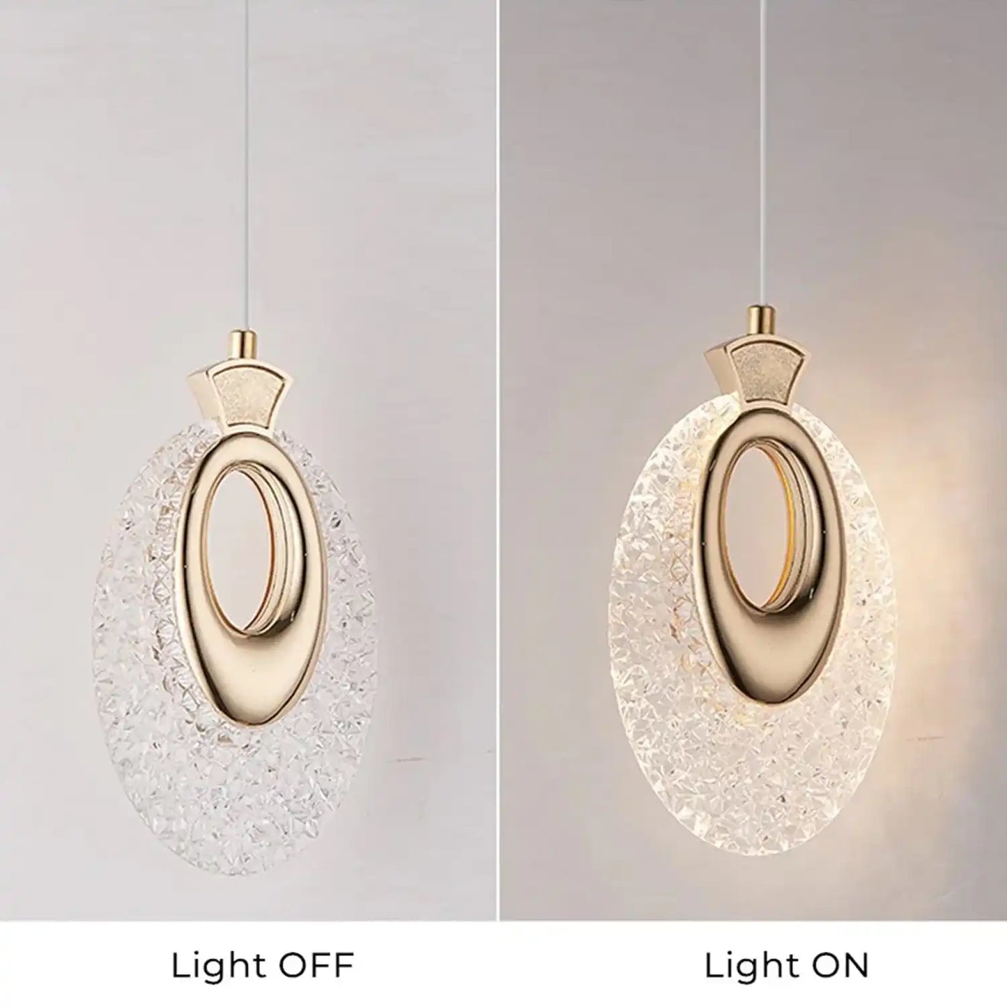 HDC led 1-Light Bundle Gold Crystal Hanging Pendant Ceiling Light- Tricolor