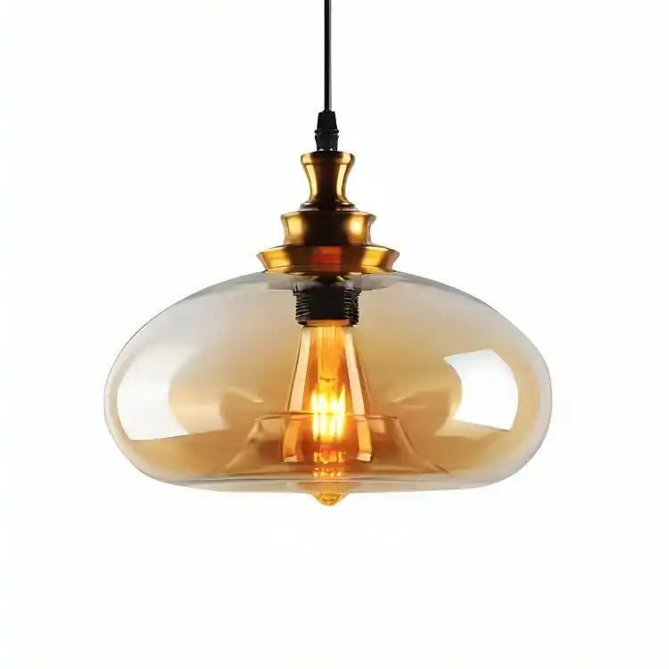 Hdc 1 Light Led Amber Glass Pendant Lamp Ceiling Light