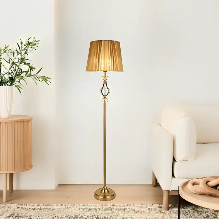 Hdc Velvet Lamp Shade, Classic Standing Lamp for Living Room and Bedroom, Foot Switch Design