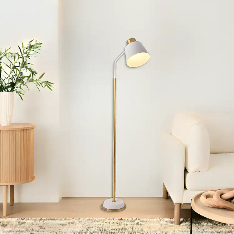 Hdc Modern Simple Iron Floor Lamp Adjustable Lampshade Reading Lamp Living Room Floor Light Standing Light- White