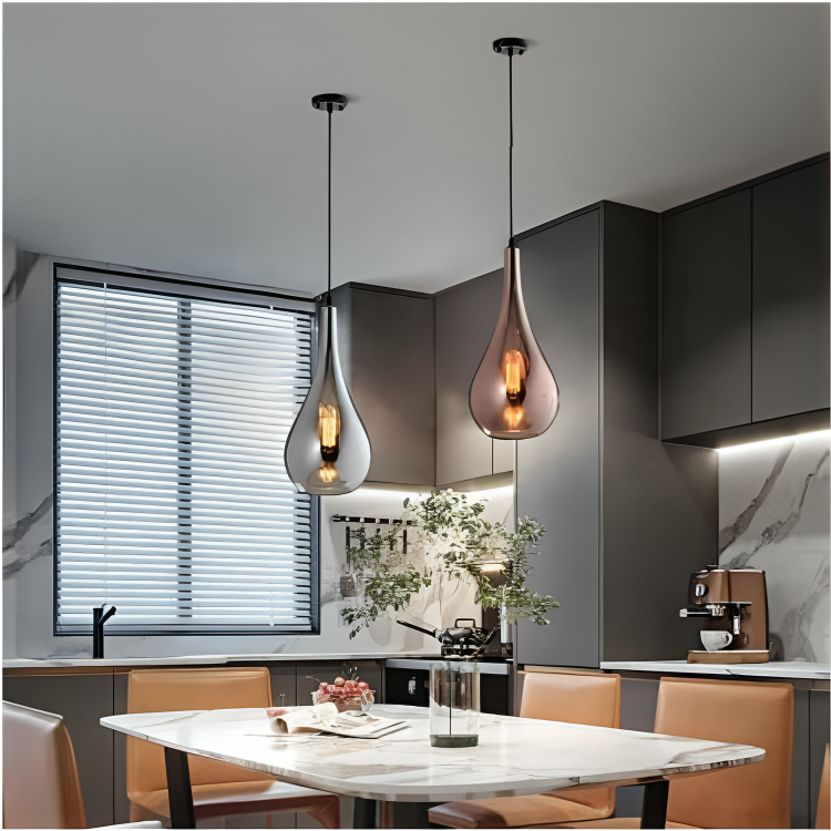 HDC Led 1 Amber/Grey Hanging Pendant Ceiling Light