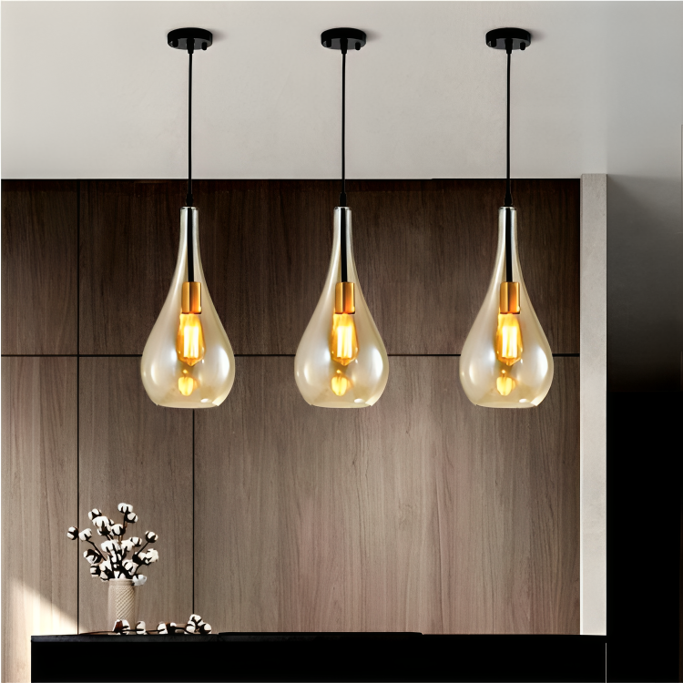 HDC Led 1 Amber/Grey Hanging Pendant Ceiling Light