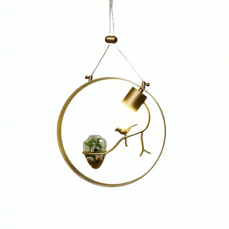 HDC Stylish Gold Metal Hanging Light With Plant Pot Design