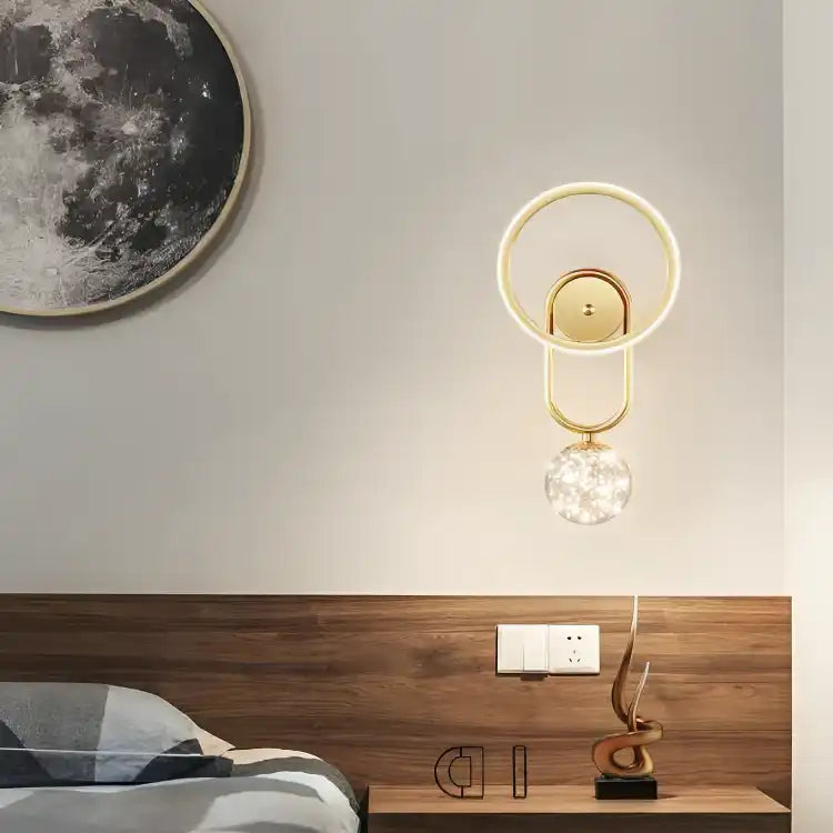 Hdc Bedside Clear Glass Ball Led Wall Light