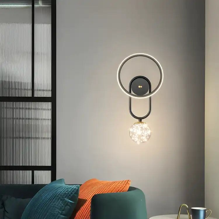 Hdc Bedside Clear Glass Ball Led Wall Light