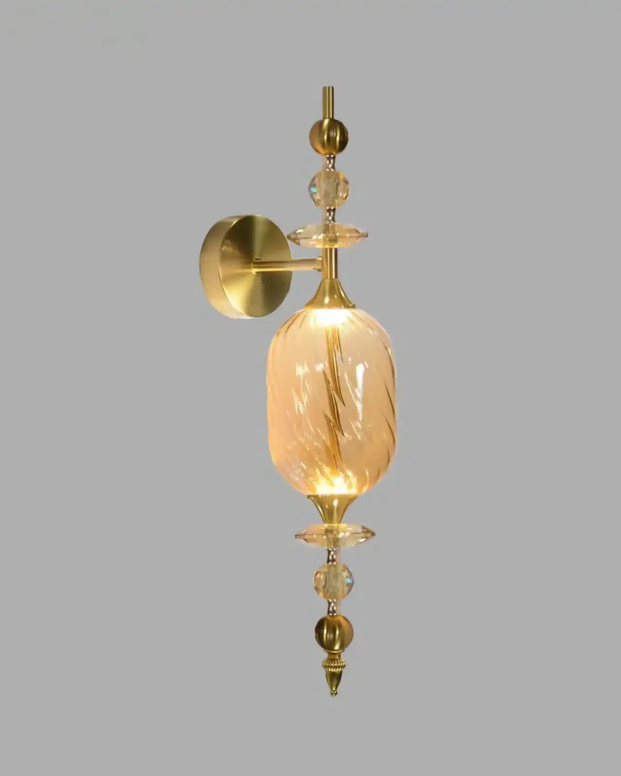 HDC Gold Amber/Smoke Glass Wall Light for Living Room Drawing Room Bedroom - Warm White
