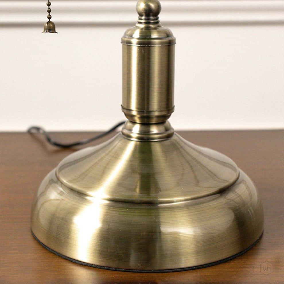 Hdc Retro Home Classic Green/White Bankers Table Lamp with Glass Shade and Brass Base
