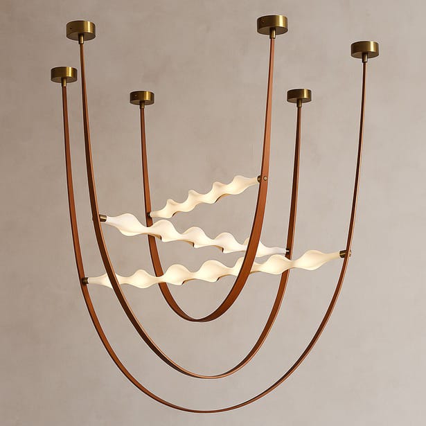 HDC 3 Layered Aurora Wave Arc Chandelier For Living Room, Dining Spaces