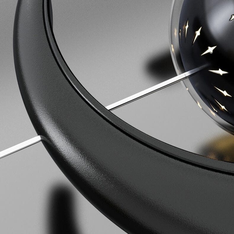 HDC Crystal Crescent Moon Star-Glow Effect Hanging LED Pendant For Modern Bedroom & Living Room Decorative Light