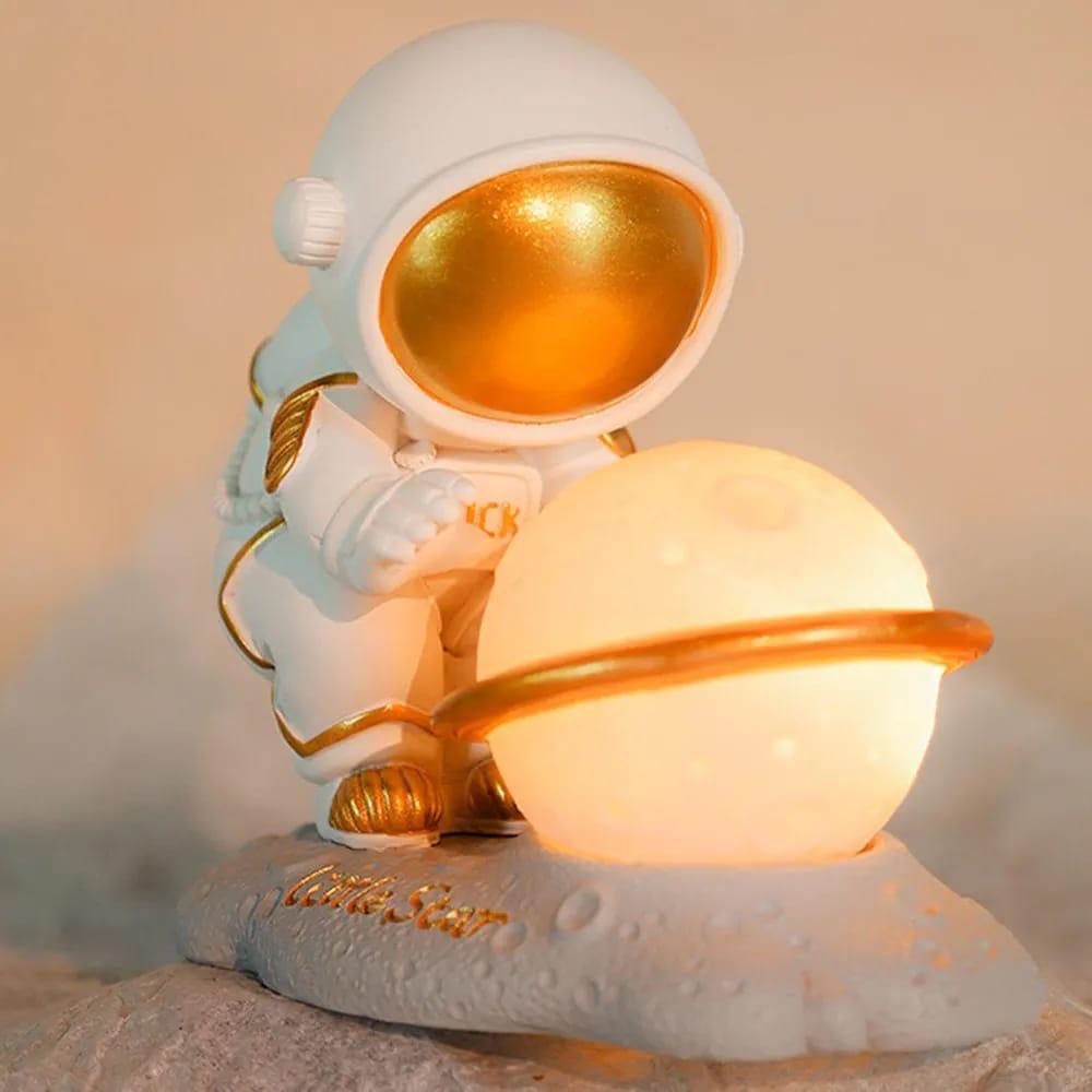 HDC Astronaut Planet Table Lamp | Decorative Space Theme Night Light with Warm Glow for Bedroom, Kids Room & Home Décor