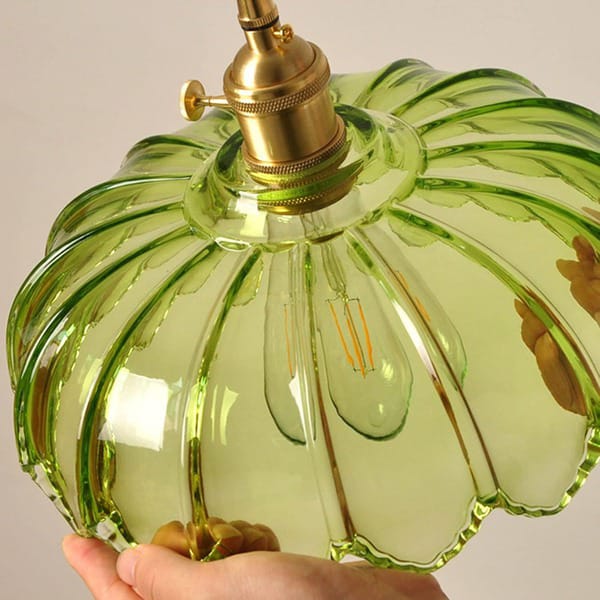 HDC Luxury Green Glass Scallop Pendant Light for Cafe, Dining Area