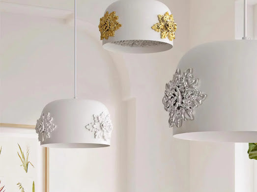 HDC Premium Luxury Floral Crystal Drum Pendant Light for Living Room, Dining & Bedroom