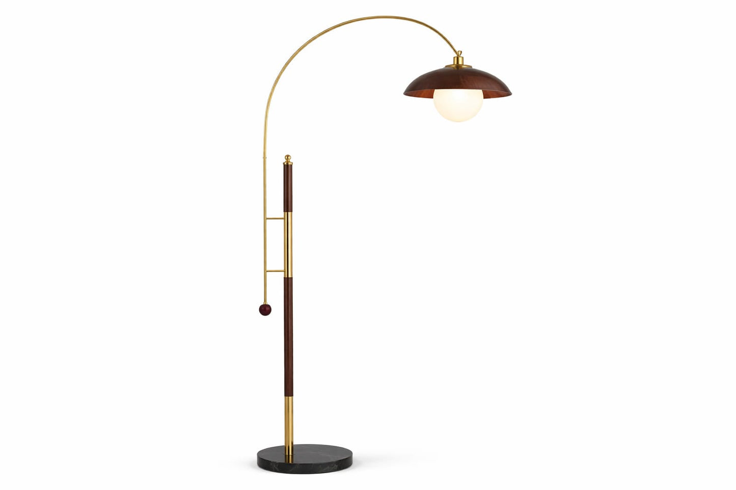 HDC Modern Walnut Wood Floor Lamp with Frosted Glass Shade for Bedroom, Living Room