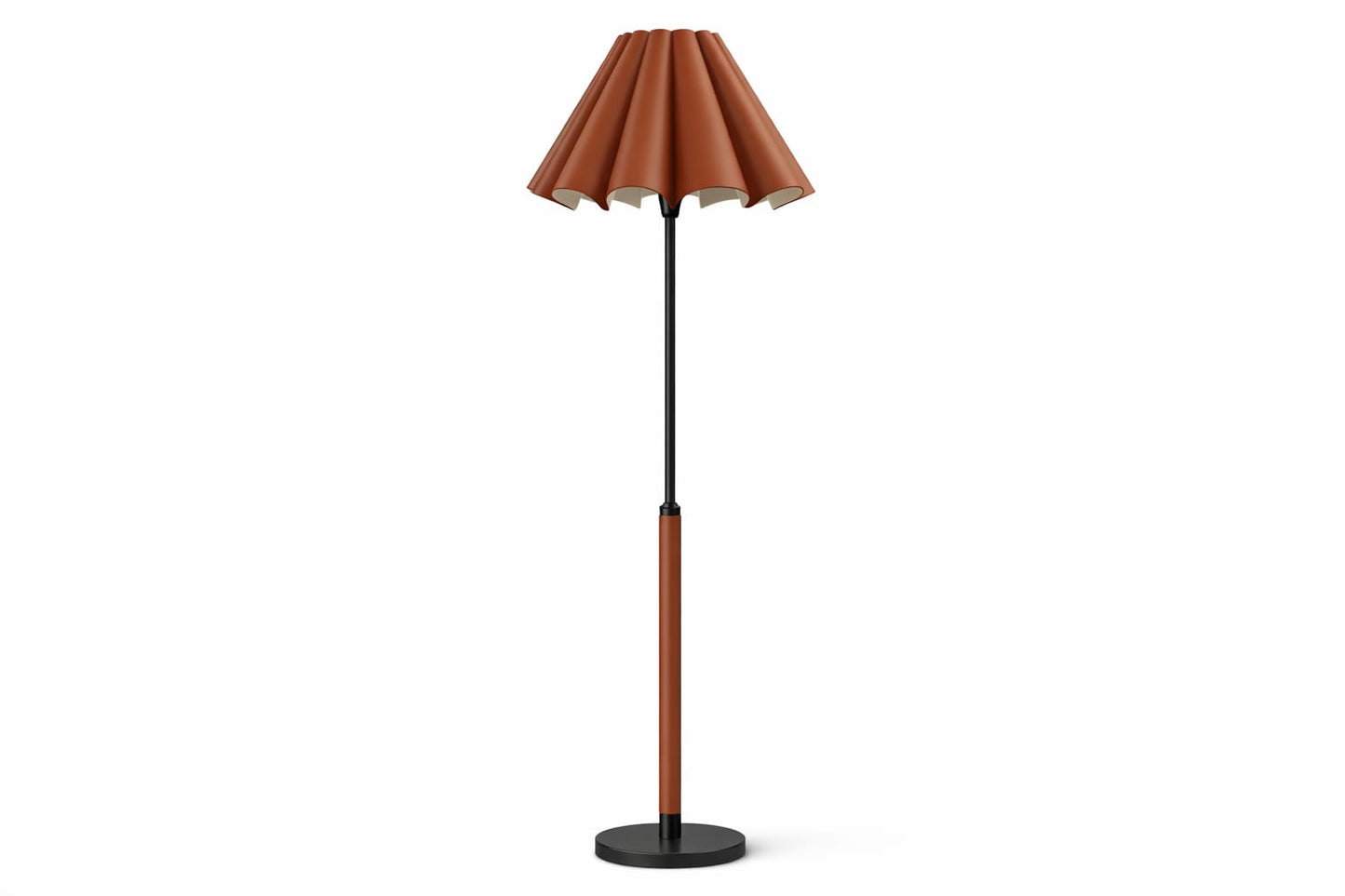 HDC Modern Maroon Metal Floor Lamp with Pleated Shade