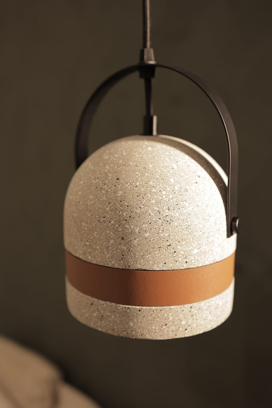 HDC Modern Terrazzo Leather Pendant Light for Bedroom, Dining & Café Interiors
