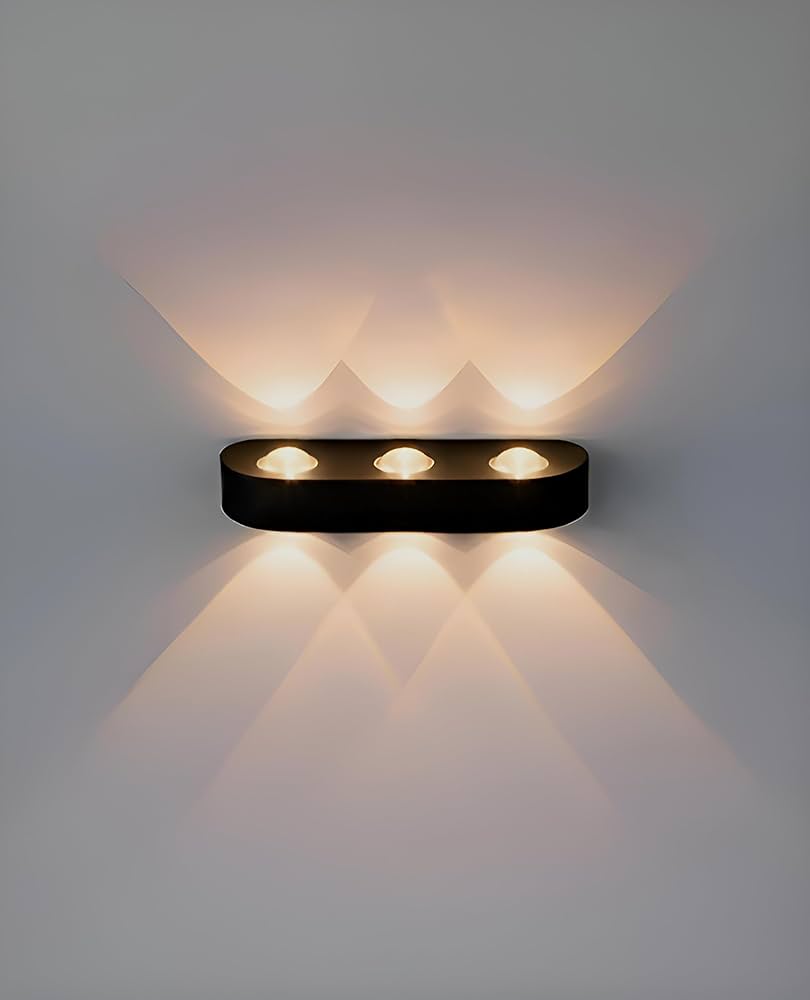 HDC Modern Black Triple Beam LED Outdoor Wall Light