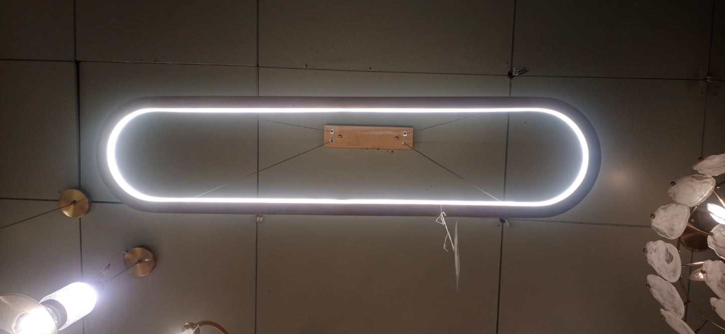 HDC 920mm Modern Wooden Linear LED Chandelier for Dining Area, Kitchen Island