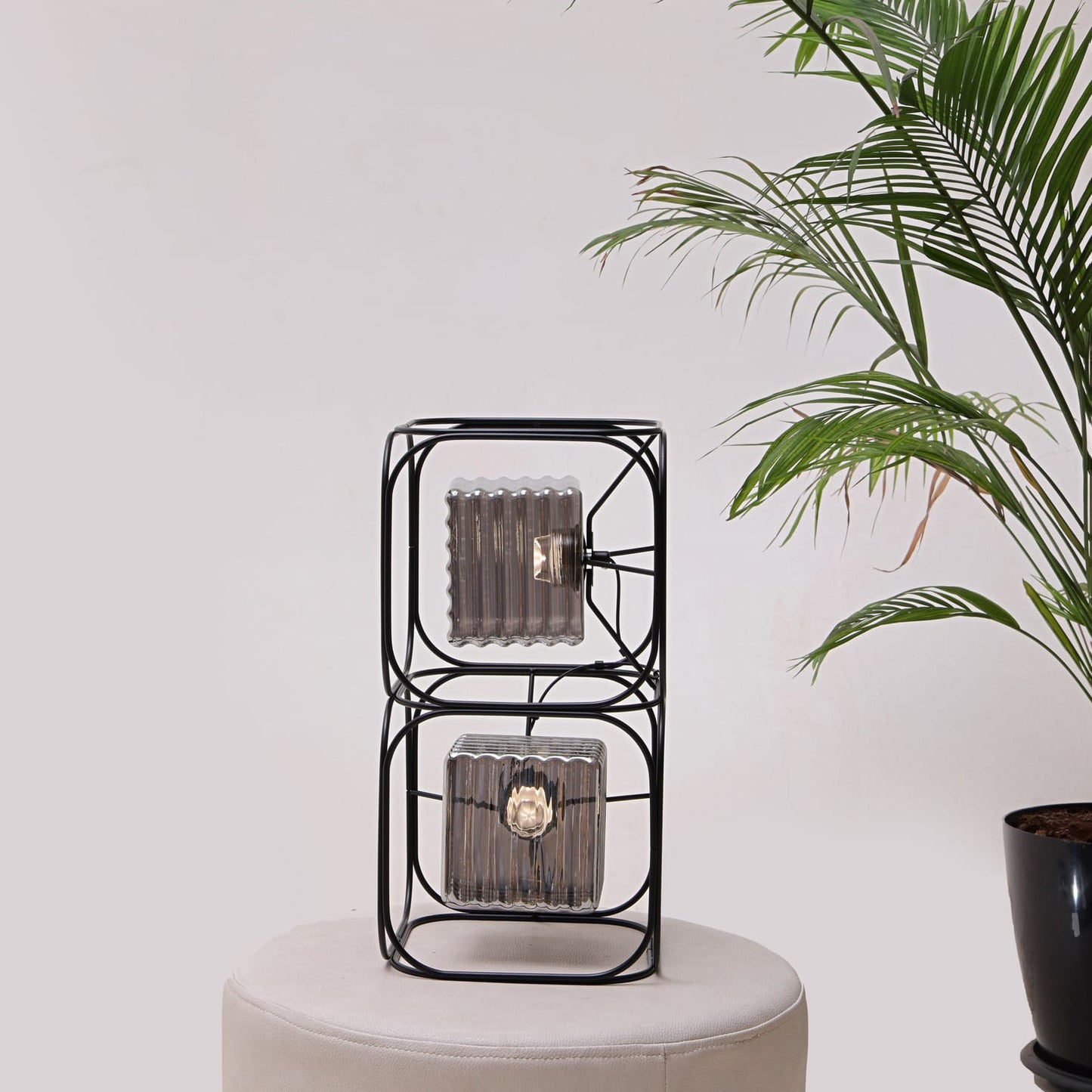 HDC Modern Black Double Cube Glass Table Lamp