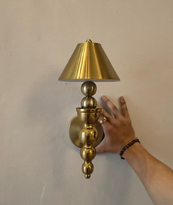 HDC Luxury Antique Brass Cone Shade Wall Light for Living Room, Bedroom