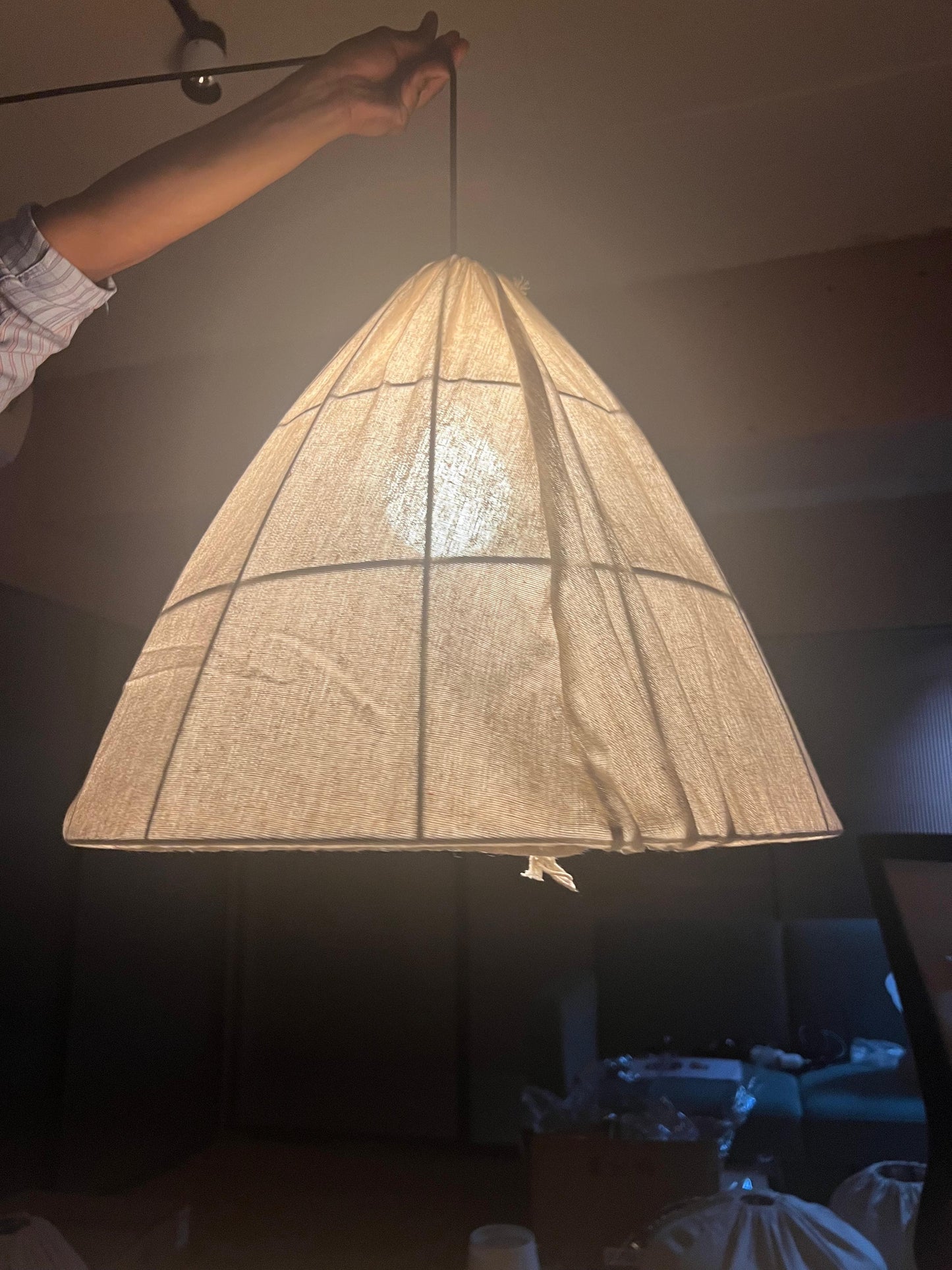 HDC Modern Fabric Cone Pendant Light for Bedroom, Living Room