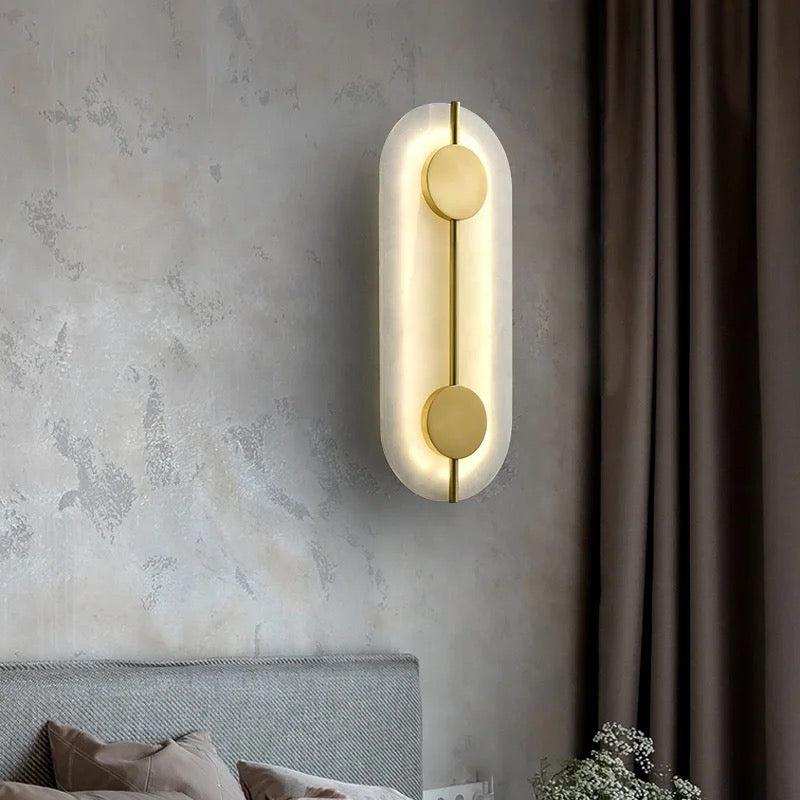 Hdc Modern Gold Finish Oval Body Marble Plate LED Wall Light
