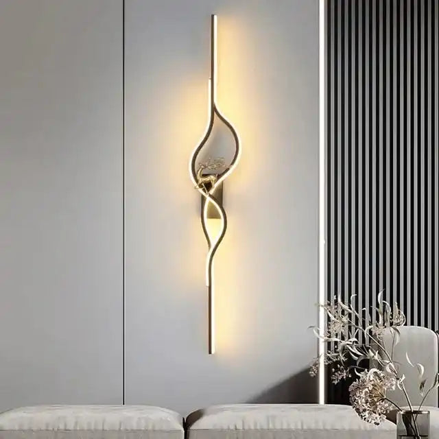 Hdc Black Golden Curl 600mm LED Long Tube Deer Wall Light - Tricolor