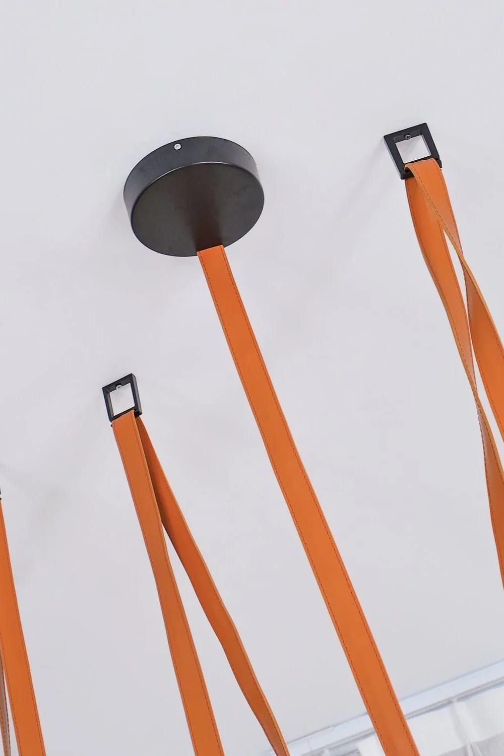 HDC 800mm Tan Leather Linear Loop Chandelier Light for Dining & Living Spaces