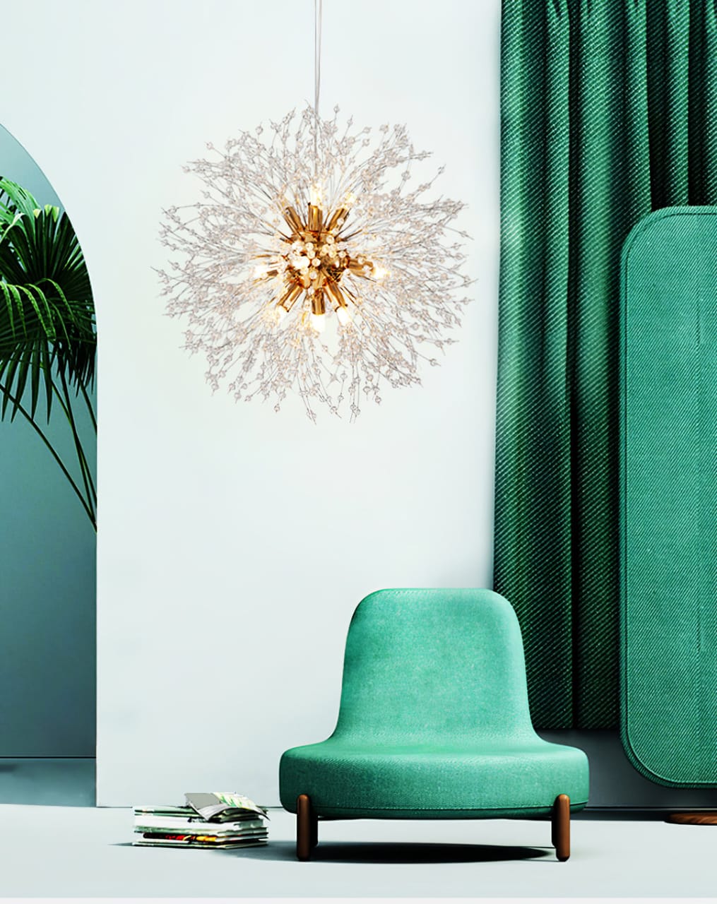 Hdc 600mm Lights Gold Sputnik Ceiling Modern Crystal Dandelion Chandelier Brass Firework Lamp