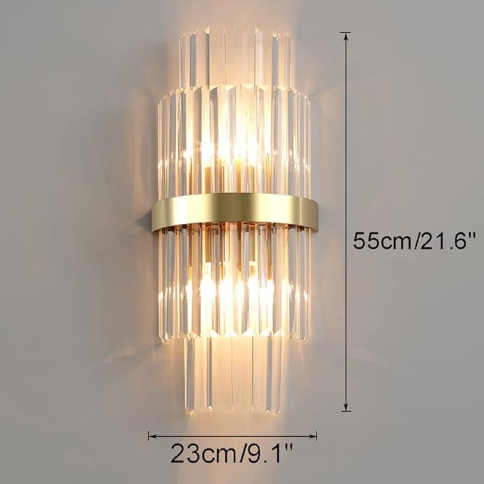 HDC 24w Crystal Modern Gold Metal Wall Light - Warm White