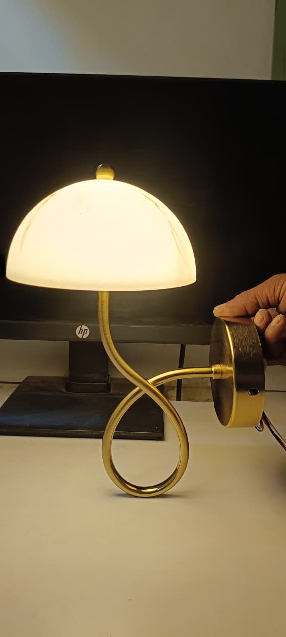 HDC Gold Finish Luxury Curved Marble Shade Wall Light for Living Room