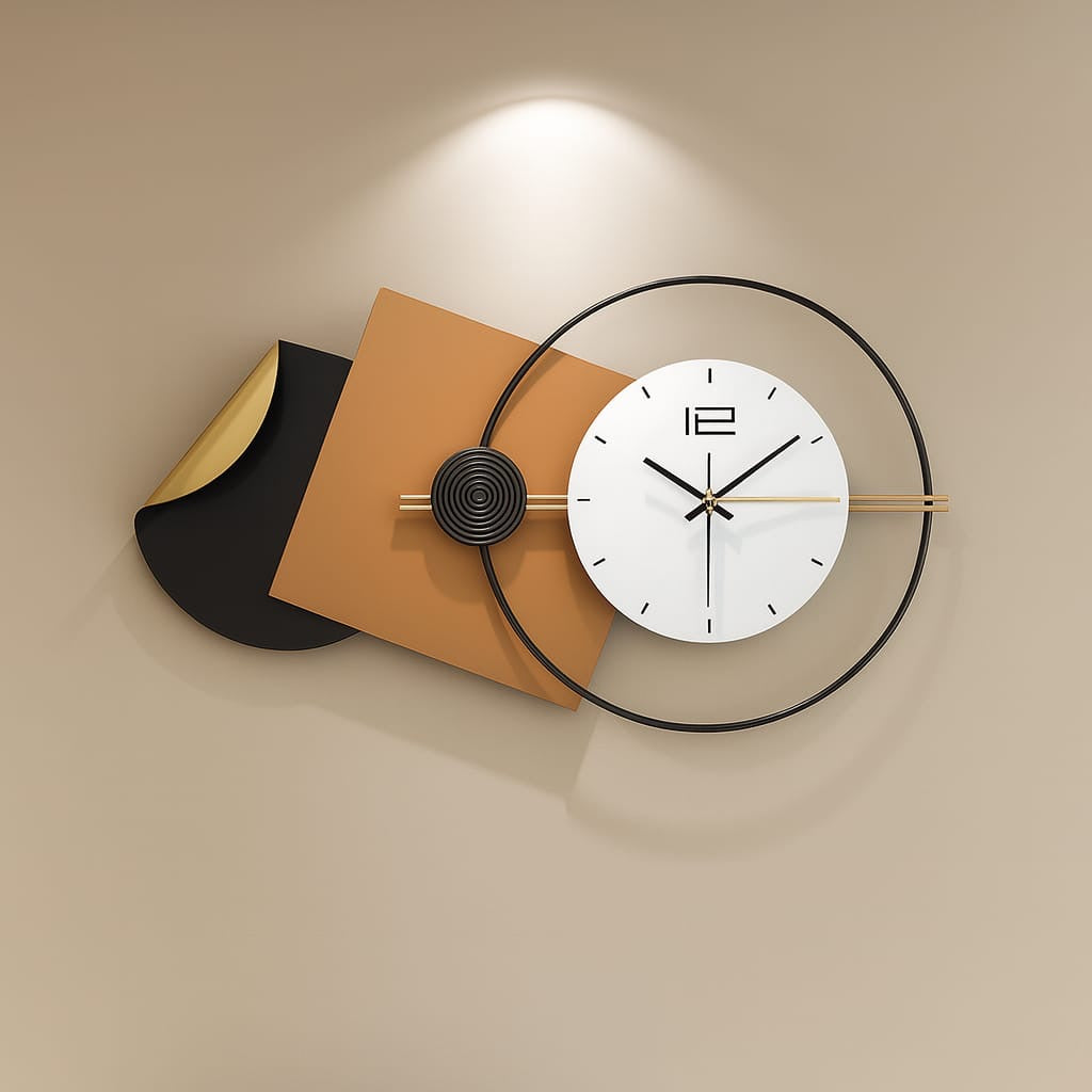 Hdc Modern Square Circle Creative Metal Wall Clock For Living Room, Bedroom, Home Decor