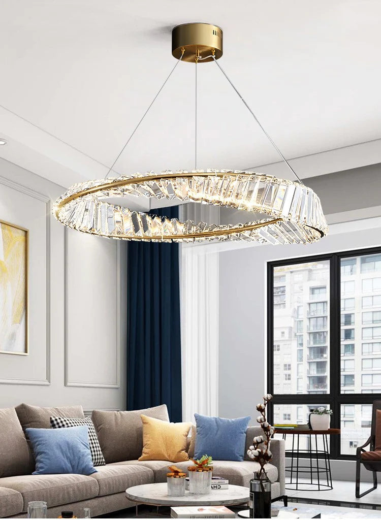 HDC Crystal Tilt Glass Modern LED Chandelier 500 MM Ring - Warm White