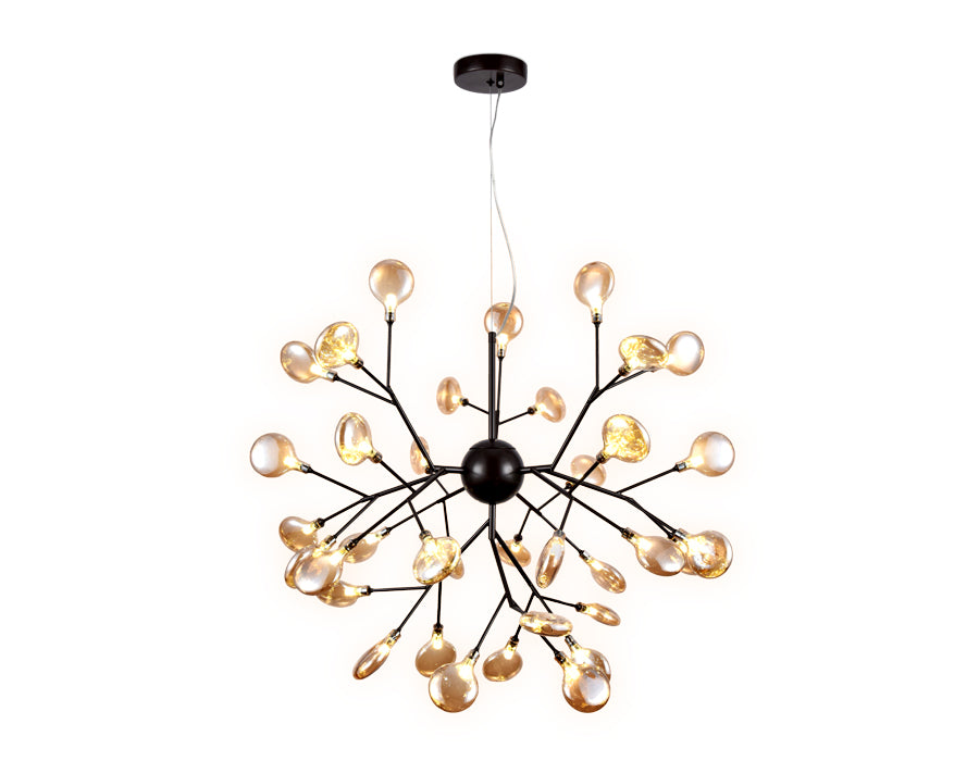 HDC 27 Lights Ball Firefly Black Chandelier Adjustable Brass Heracleum Led Ceiling Light Hanging Lamp - Warm White