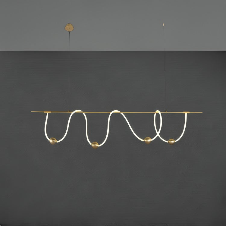 HDC Gold Metallic Led Chandelier 1800mm Long With Curly Acrylic Light