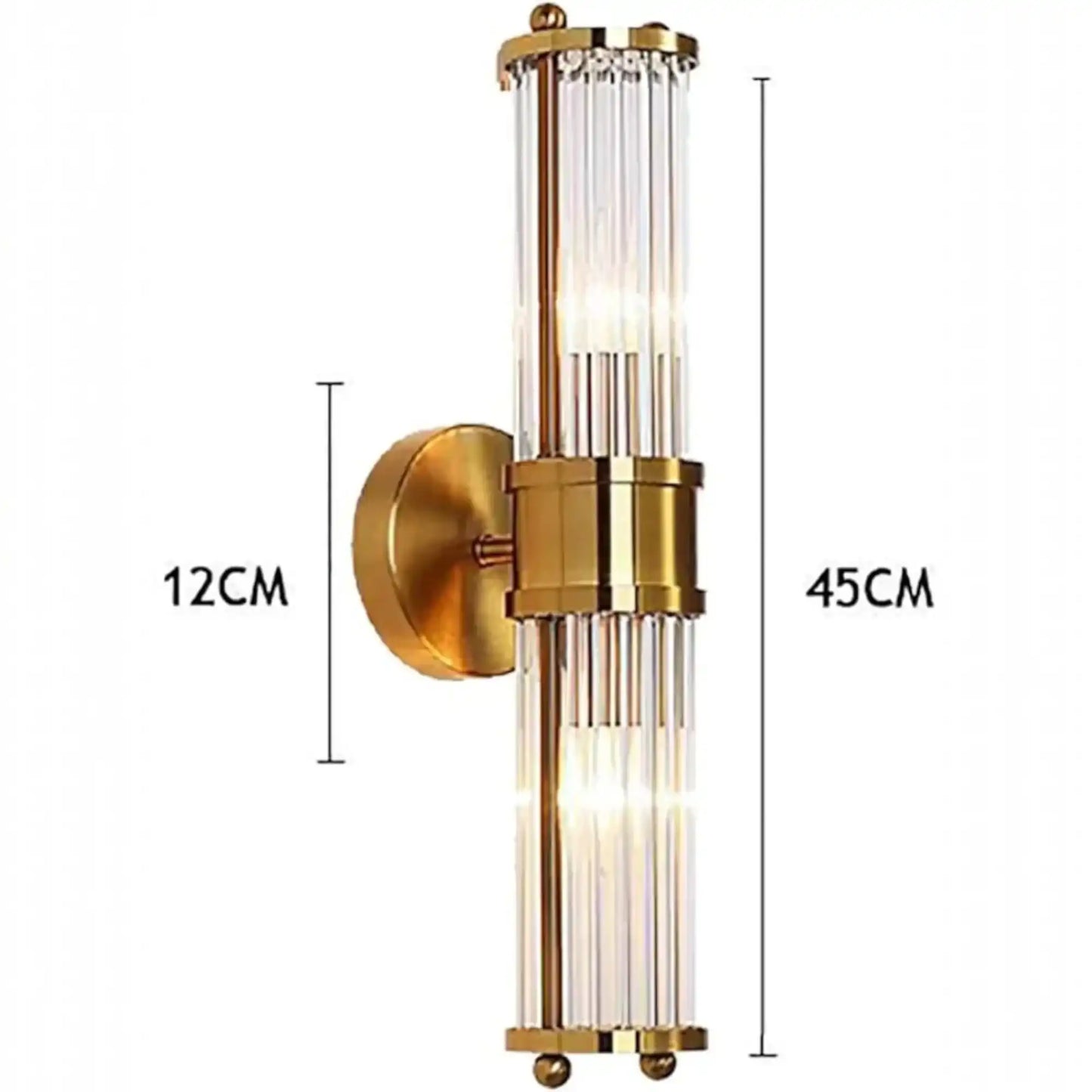 Hdc Gold Crystal Up Down Glass Cylindrical Shade Light Wall Lamp - Warm White