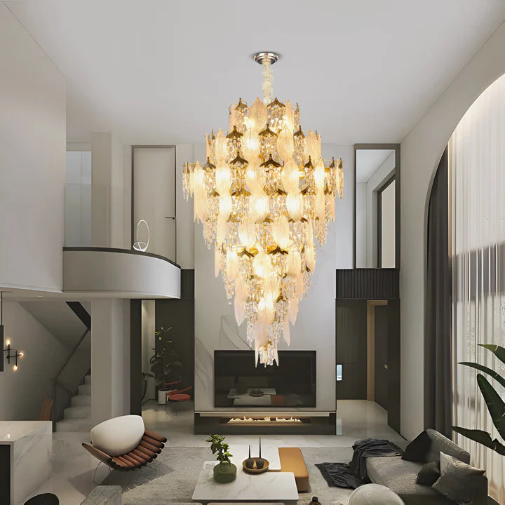 HDC 2000mm Luxury Modern Crystal Double Height Chandelier For Staircase